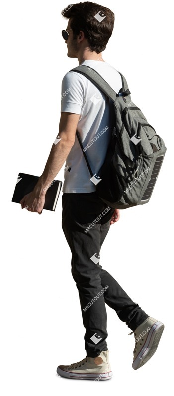 Man with a book walking people png (12215)