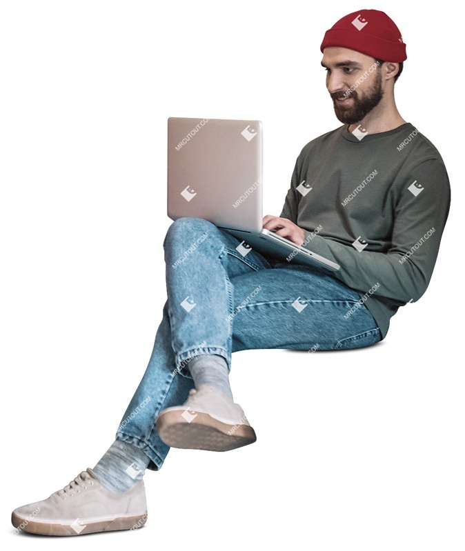 Man with a computer people png (11676)