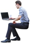 Man with a computer drinking coffee people png (7792) - miniature