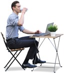 Cut out people - Man With A Computer Drinking Coffee 0002 | MrCutout.com - miniature