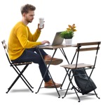 Man with a computer drinking coffee human png (8544) - miniature