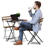 Cut out people - Man With A Computer Drinking Coffee 0011 | MrCutout.com - miniature