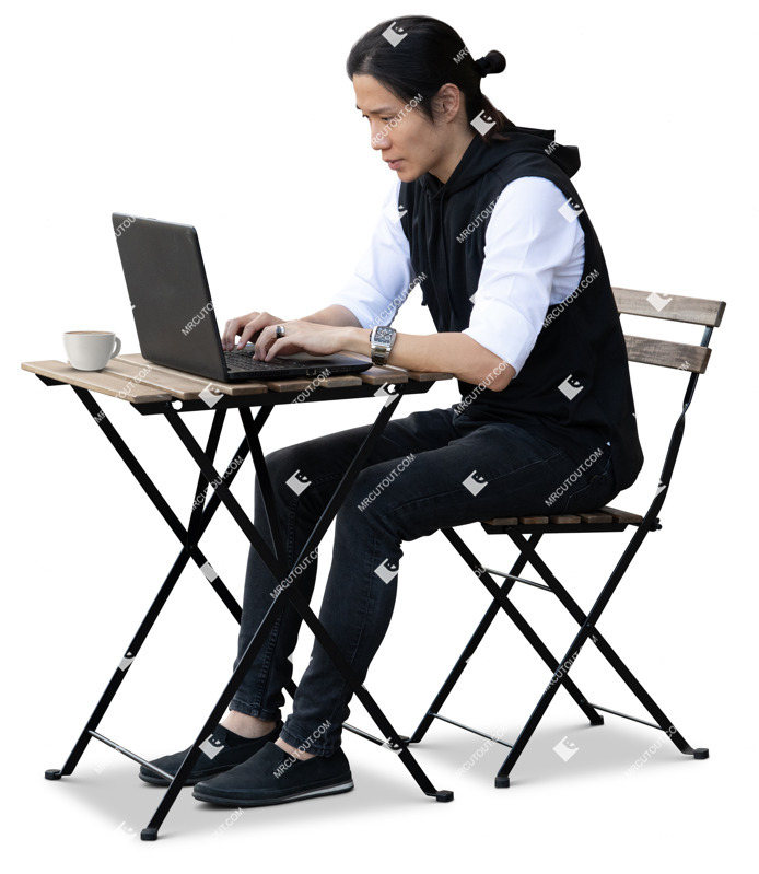 Man with a computer drinking coffee png people (20215)