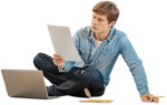 Man with a computer learning people png (3990) - miniature