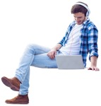 Man with a computer sitting people png (2913) - miniature