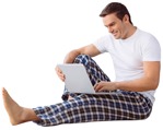 Man with a computer sitting people png (3005) - miniature