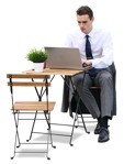 Man with a computer sitting people png (7401) - miniature