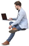 Man with a computer sitting png people (9052) - miniature