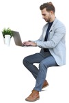Man with a computer sitting png people (9053) - miniature