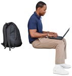 Man with a computer sitting people png (8962) - miniature