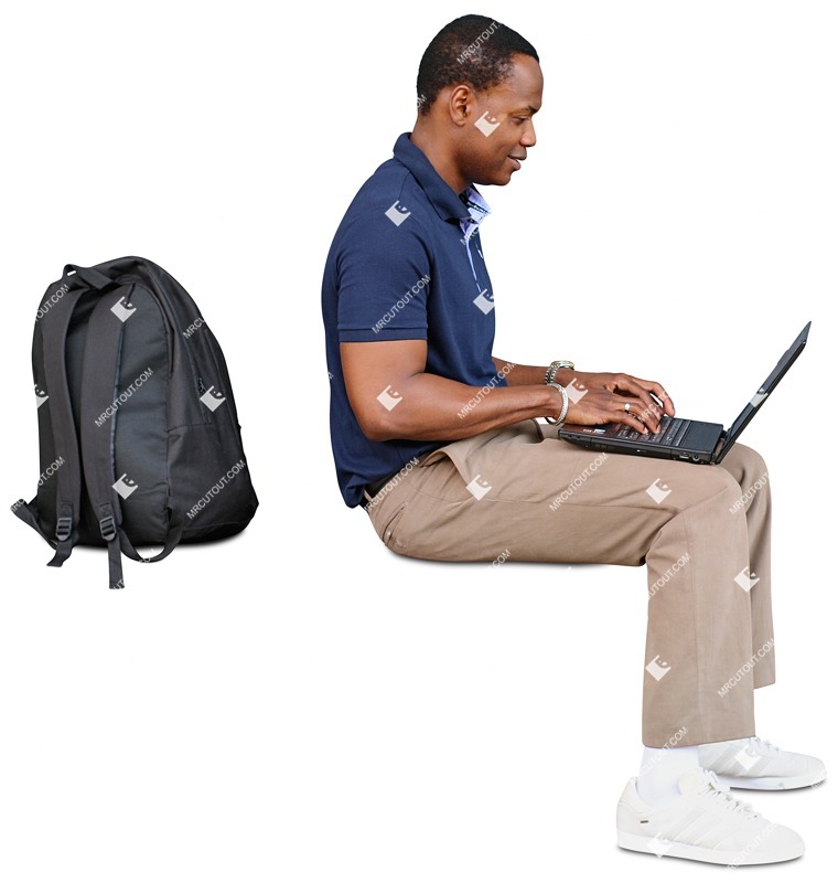Man with a computer sitting people png (8962)
