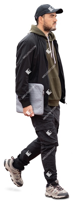 Man with a computer walking people png (17191)