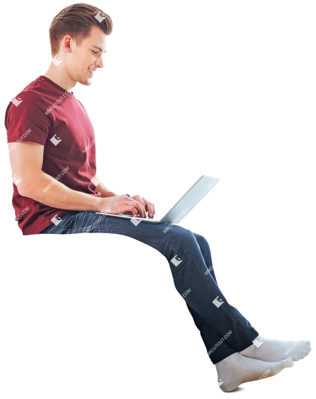 Man with a computer writing people png (4442)