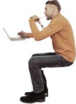 Man with a computer writing people png (6251) - miniature