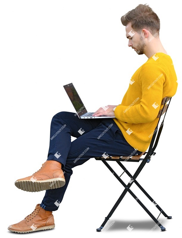 Man with a computer writing png people (8588)