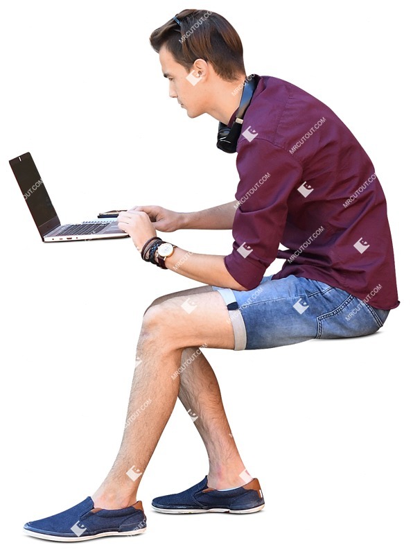 Man with a computer writing person png (9630)