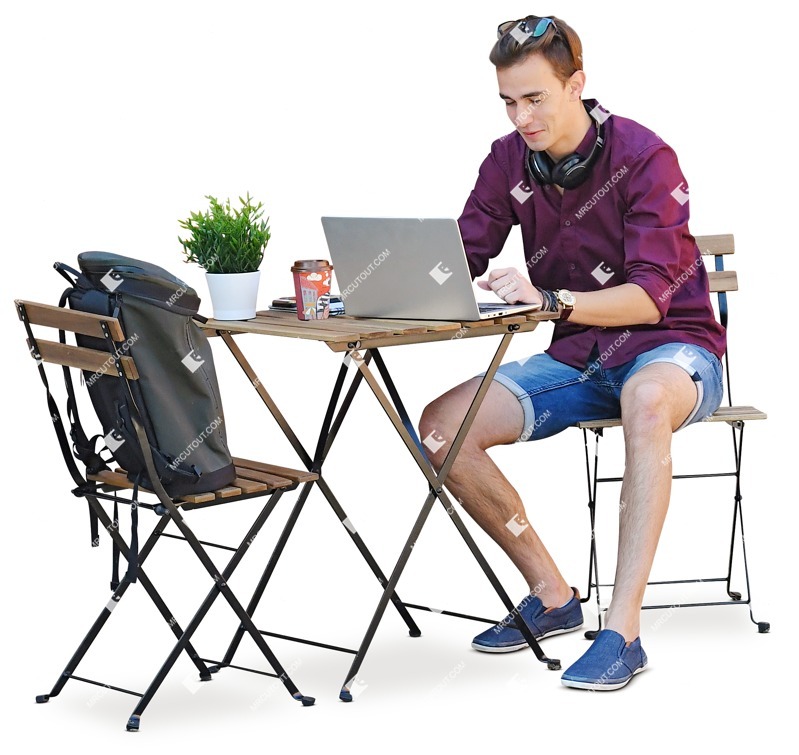 Man with a computer writing person png (9629)