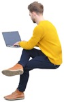 Man with a computer writing entourage people (14158) | MrCutout.com - miniature