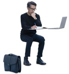 Man with a computer writing people png (14826) - miniature