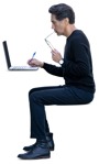 Man with a computer writing people png (14828) - miniature