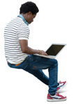 Man with a computer writing people png (20248) - miniature