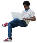 Man with a computer writing people png (20279) - miniature