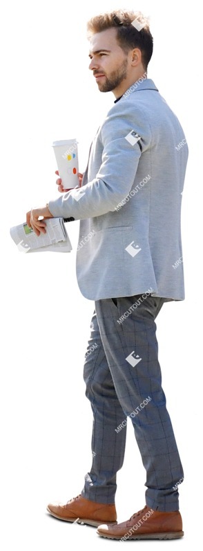 Man with a newspaper drinking coffee person png (9335)