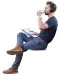 Man with a newspaper drinking coffee person png (9068) - miniature