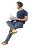 Cut out people - Man With A Newspaper Drinking Coffee 0003 | MrCutout.com - miniature