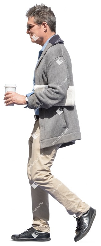 Man with a newspaper drinking coffee people png (12558)