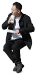 Man with a newspaper drinking coffee people png (18115) - miniature