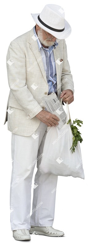 Man with a newspaper standing people png (13376)