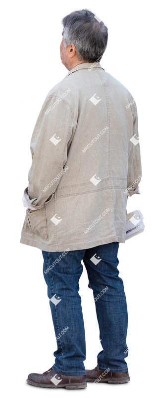 Man with a newspaper standing people png (20252)