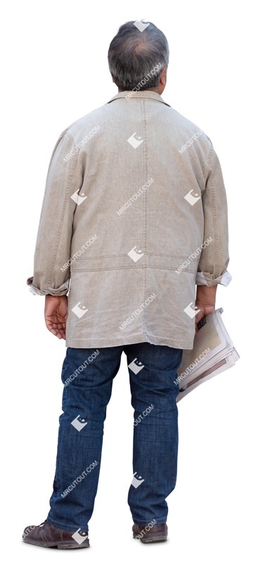Man with a newspaper standing people png (17935)