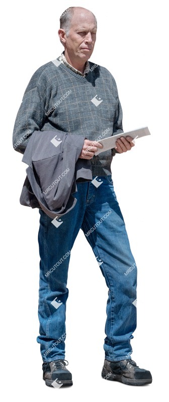 Man with a newspaper standing people png (19494)