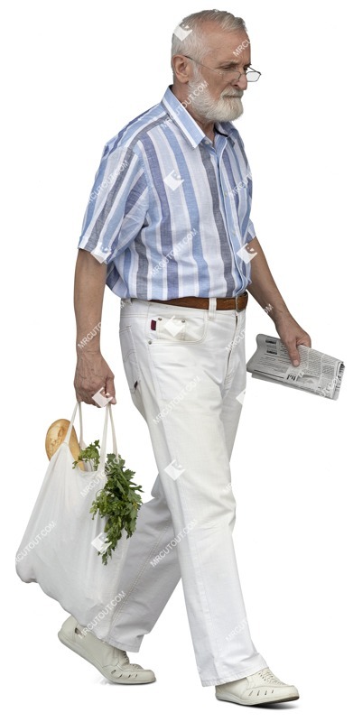 Man with a newspaper walking people png (13597)