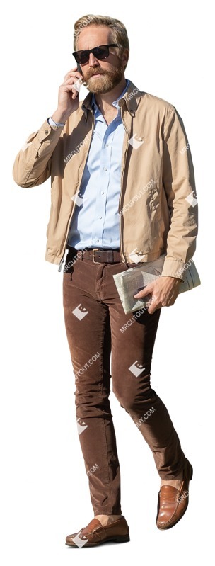 Man with a newspaper walking cut out pictures (14527)