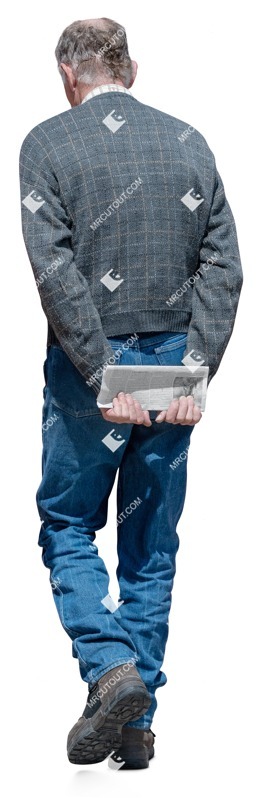 Man with a newspaper walking people png (19293)