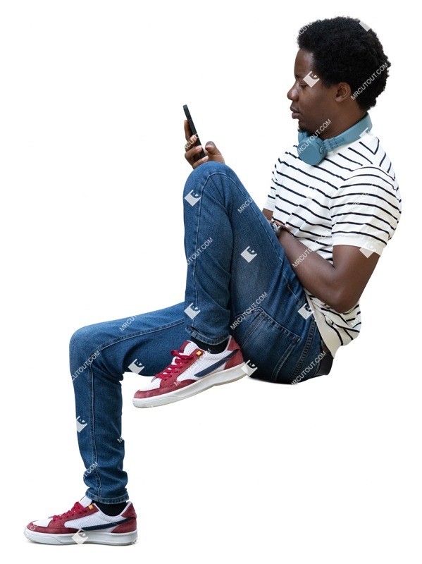 Man with a smartphone cut out pictures (18732)