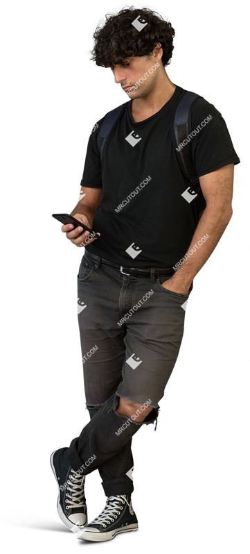 Man with a smartphone cut out people (18458)