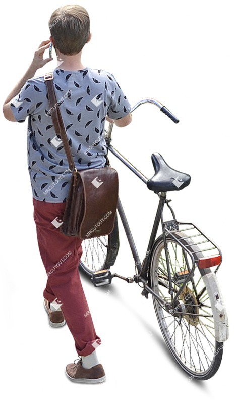 Man with a smartphone cycling entourage people (4502)