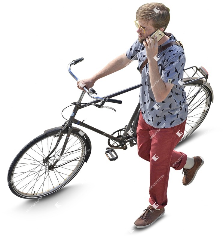 Man with a smartphone cycling people png (4276)