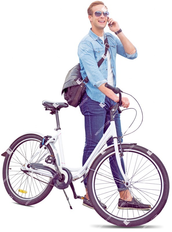 Man with a smartphone cycling person png (3301)