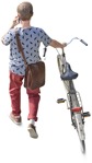 Man with a smartphone cycling photoshop people (3694) - miniature