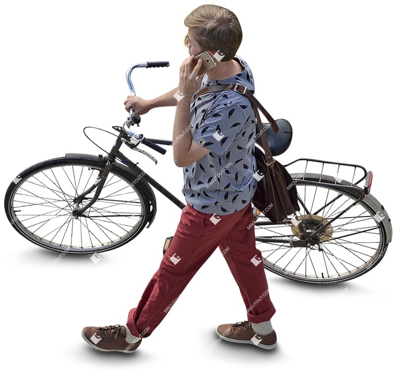 Man with a smartphone cycling people png (3644)
