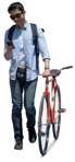 Man with a smartphone cycling cut out pictures (12482) - miniature