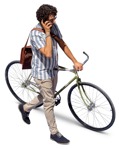 Man with a smartphone cycling  (13489) - miniature