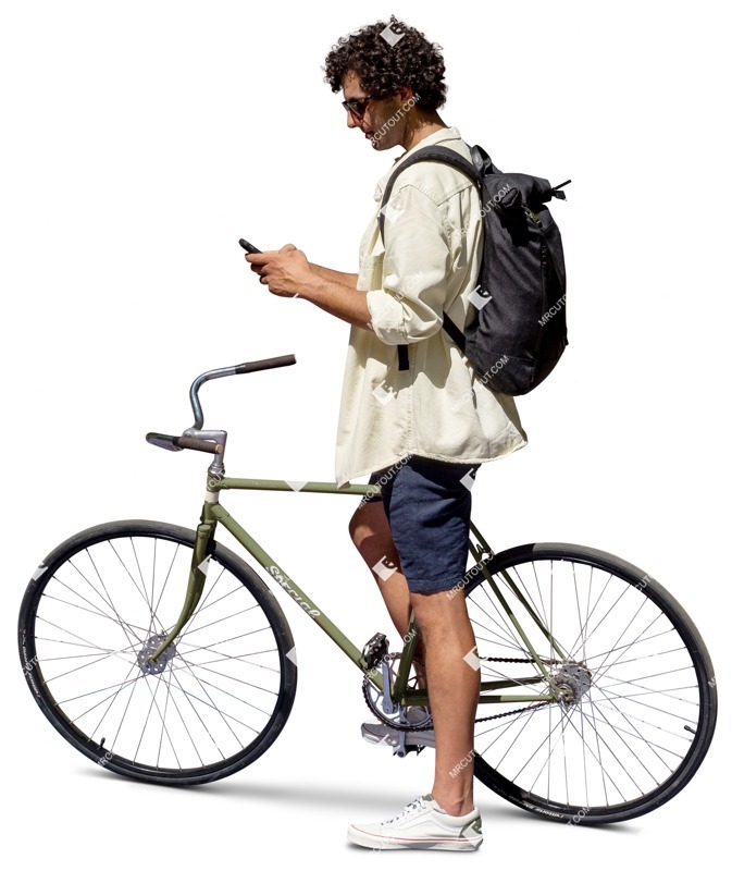 Man with a smartphone cycling png people (13498)