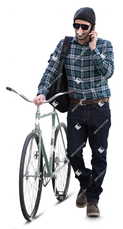Man with a smartphone cycling png people (13103)