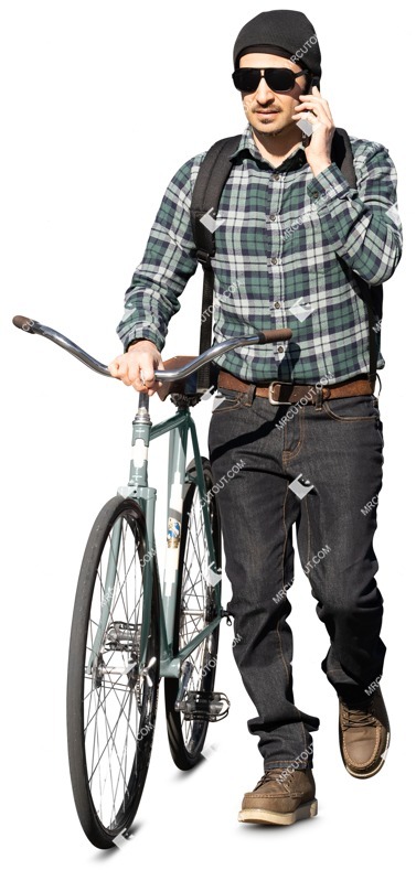 Man with a smartphone cycling entourage people (12776)